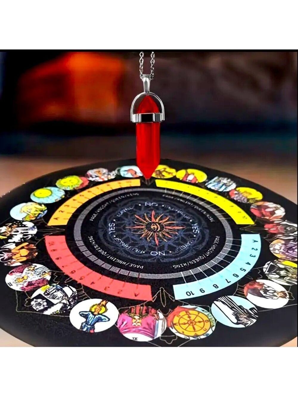 Red Crystal Pendulum & Divination Board: Mystical Guidance Set